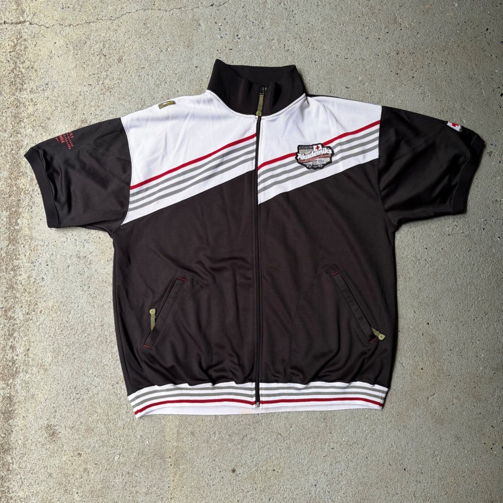 Akademiks Mens Search & Rescue Squad Short Sleeve Track Jacket Black White L